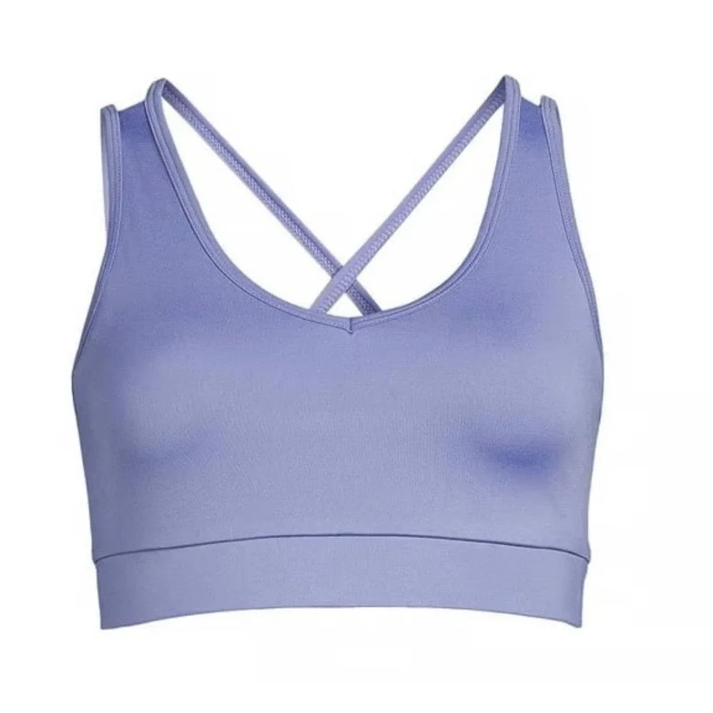 Avia Sports Bra Womens X-Large Purple NEW Strappy Cross Back V-Neck Activewear
